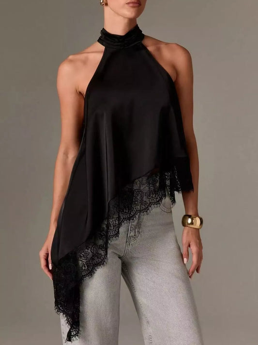 Lace Trim Sleeveless Top