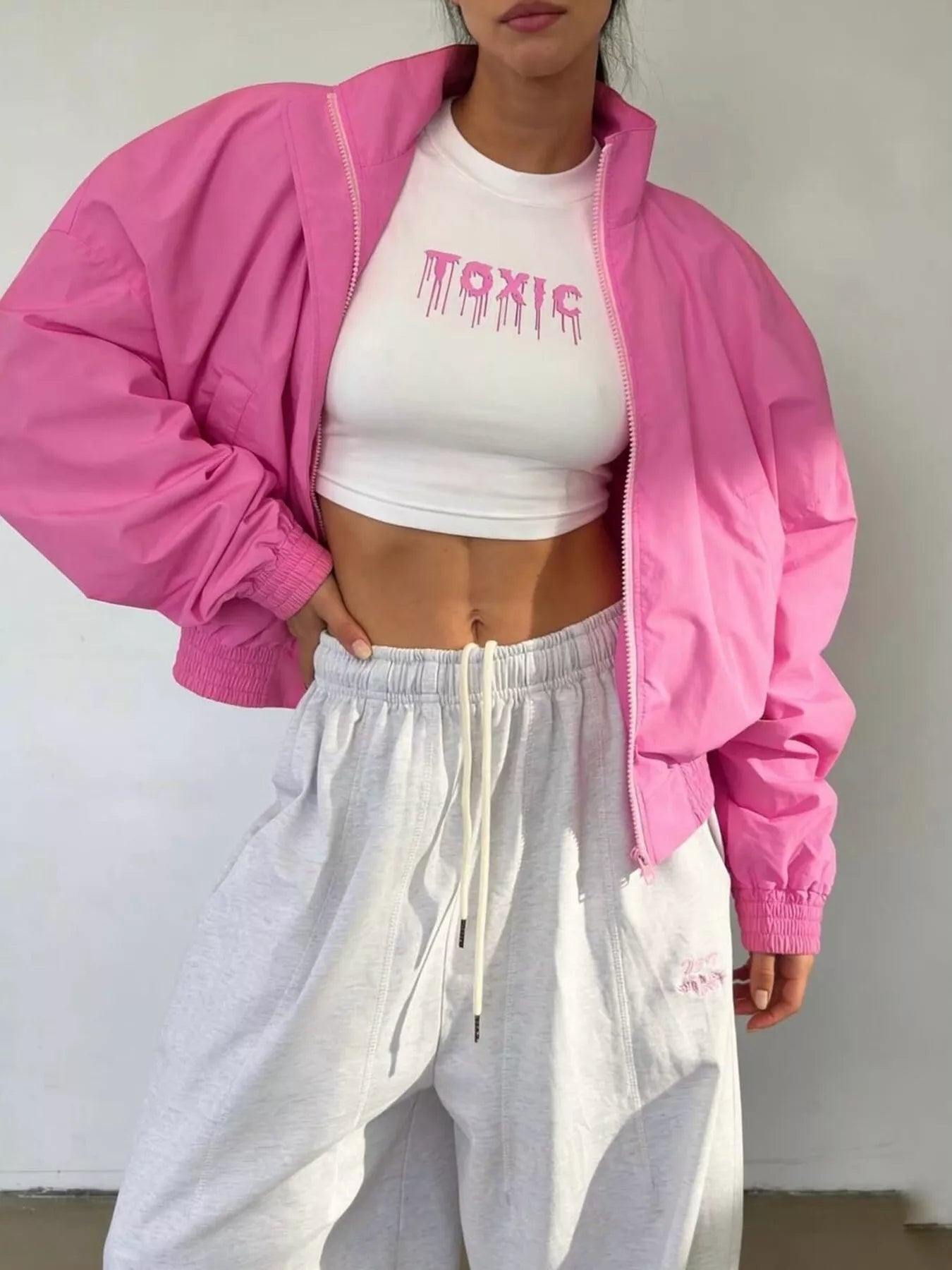 Zip Up Oversized Bomber Jacket