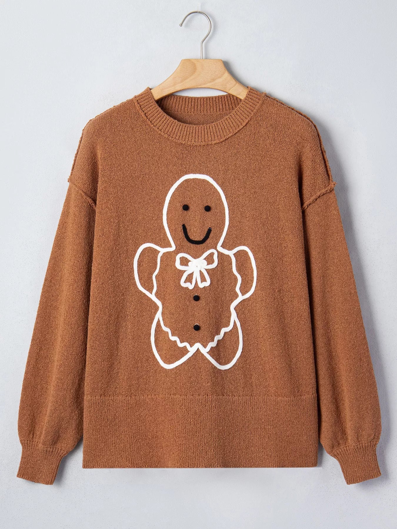 Oversized Drop Shoulder Round Neck Christmas Sweater