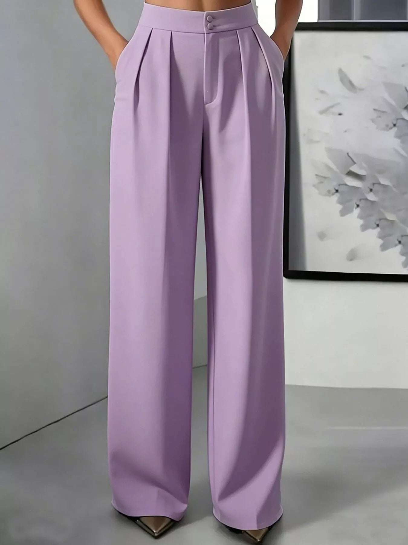 High-Waisted Pleated Wide-Leg Pants