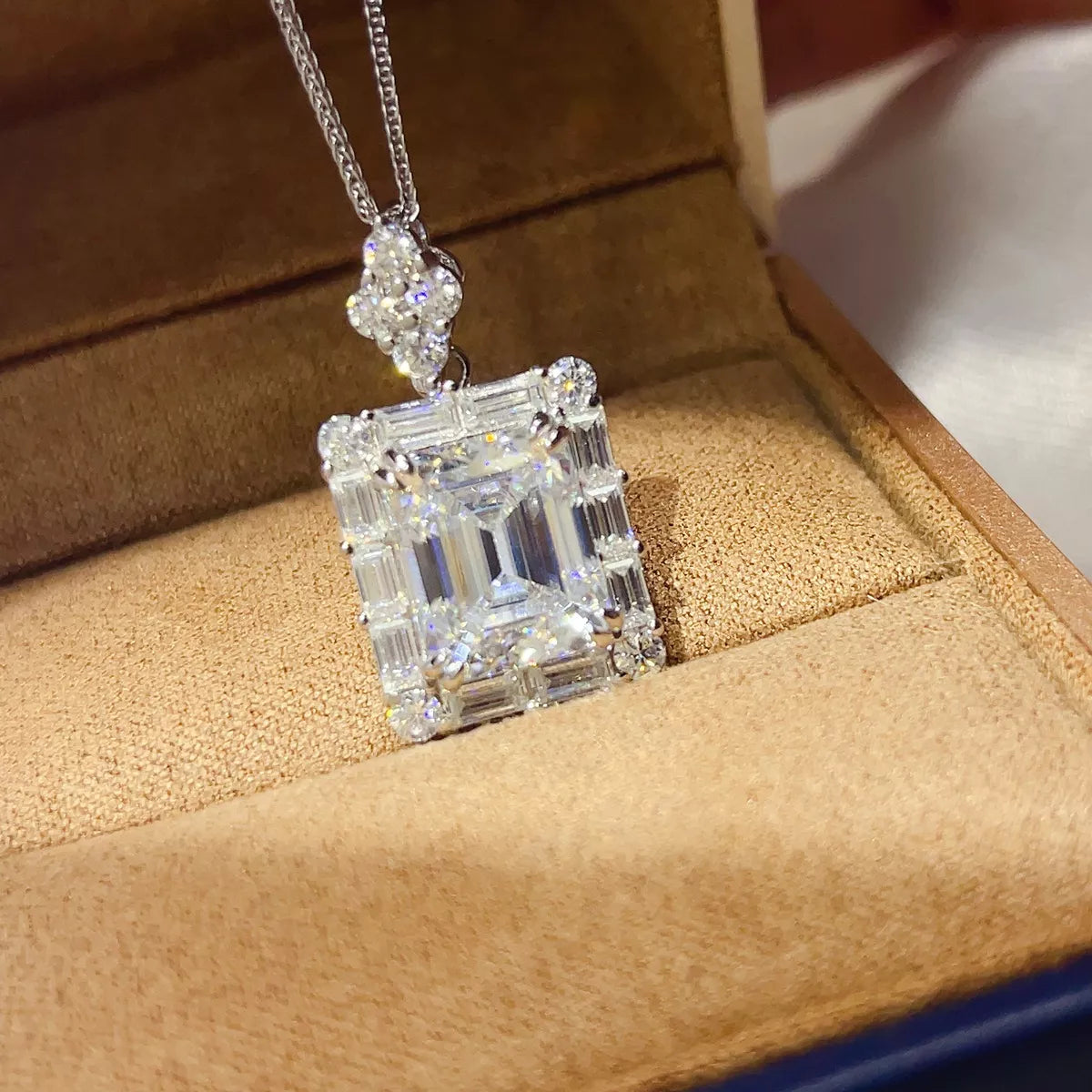 5 Carat 925 Sterling Silver Moissanite Pendant Necklace