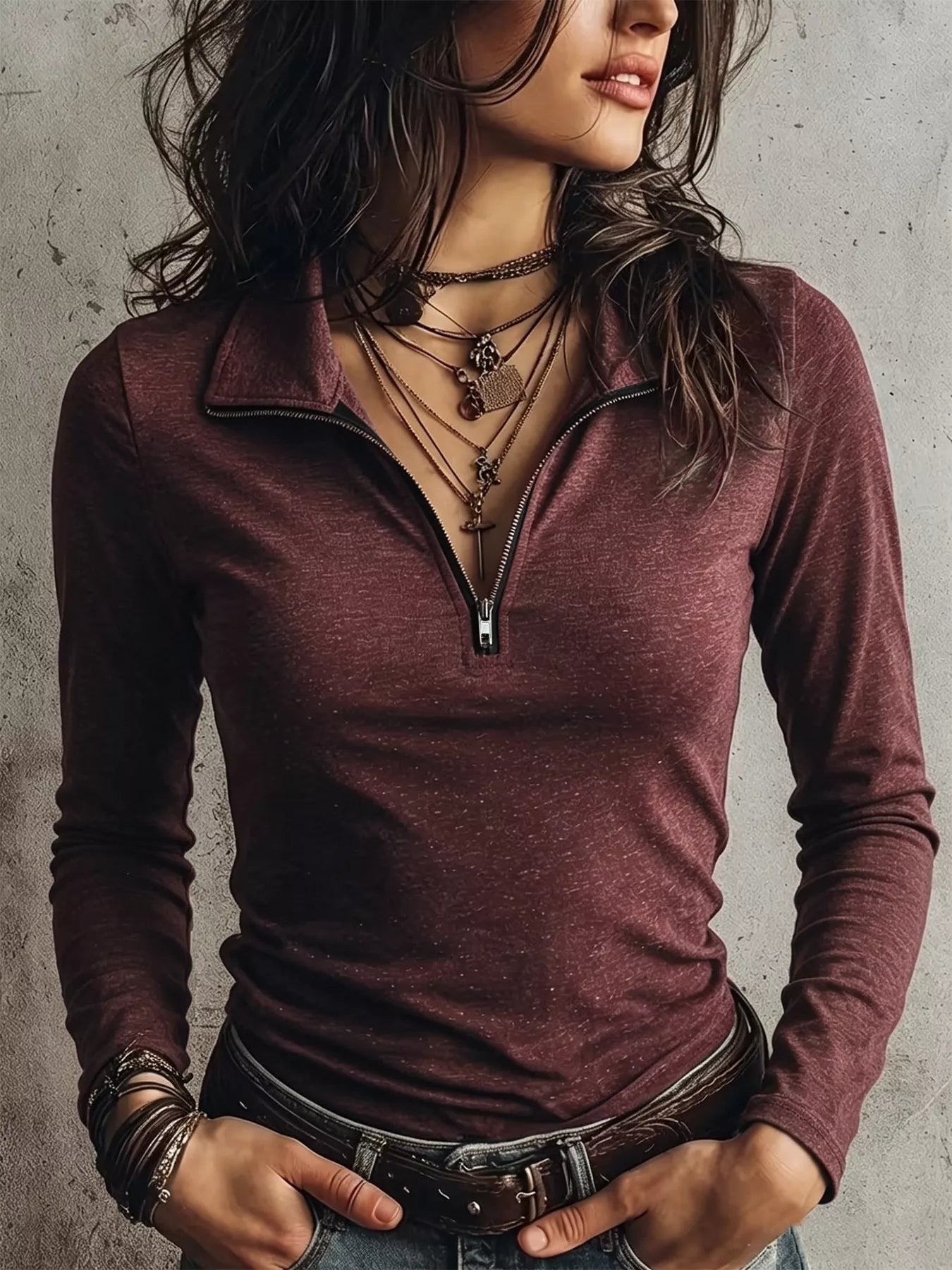 Slim Fit Long Sleeve Quarter-Zip T-Shirt