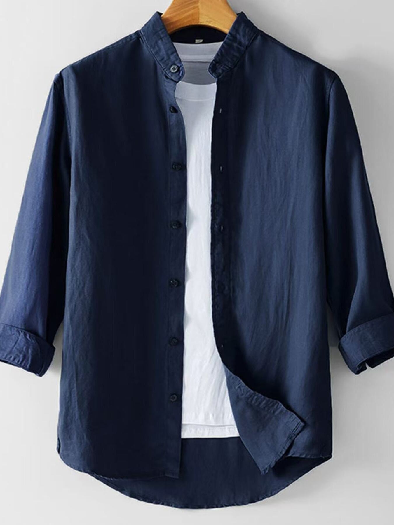 Men's Plus Size Button Up 3/4 Sleeve Shirt