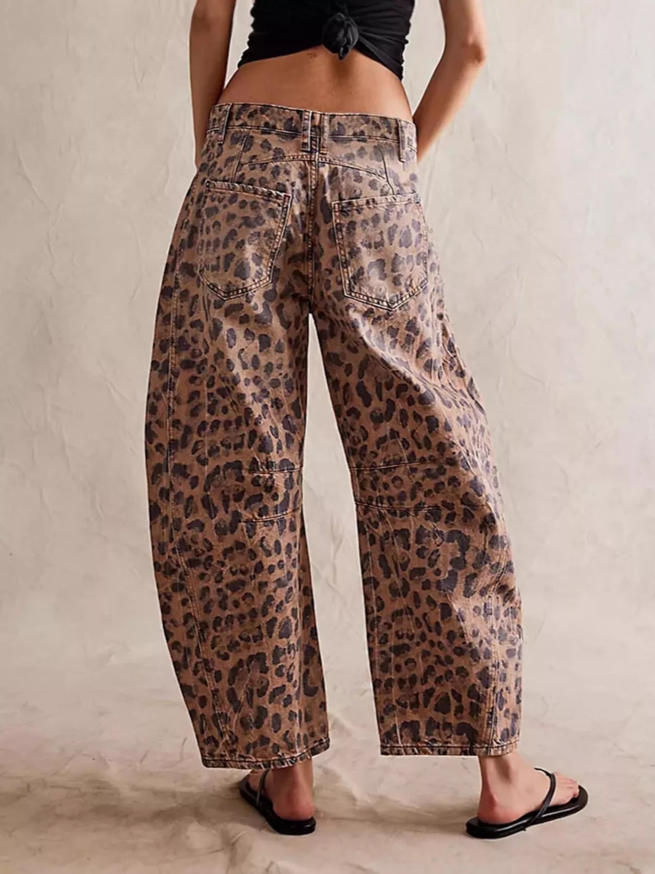 Leopard Print Wide Leg Jeans