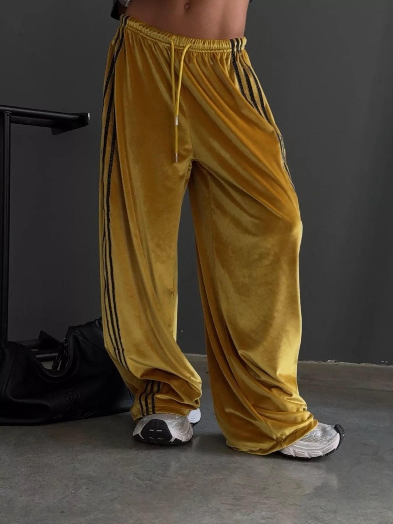 Velvet Wide-Leg Pants