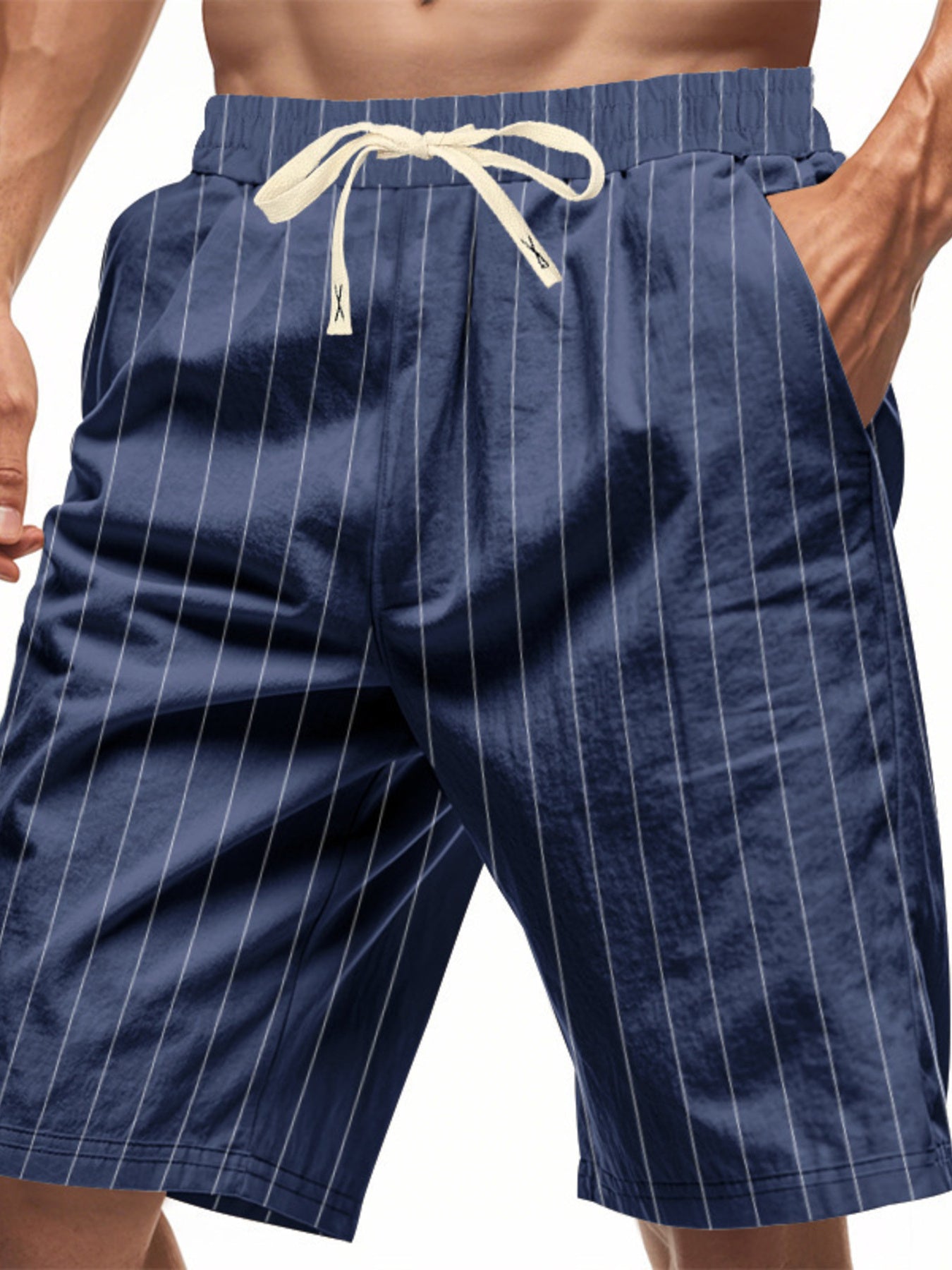 Men's Full Size Striped Drawstring Casual Shorts Plus Size