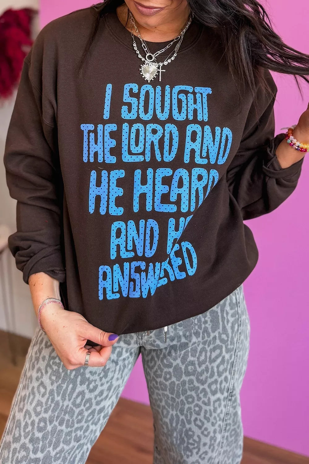 Polka Dot Slogan Print Casual Pullover Sweatshirt