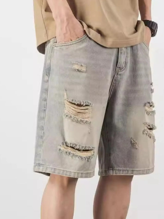 Men's Full Size Distressed Denim Shorts Plus Size