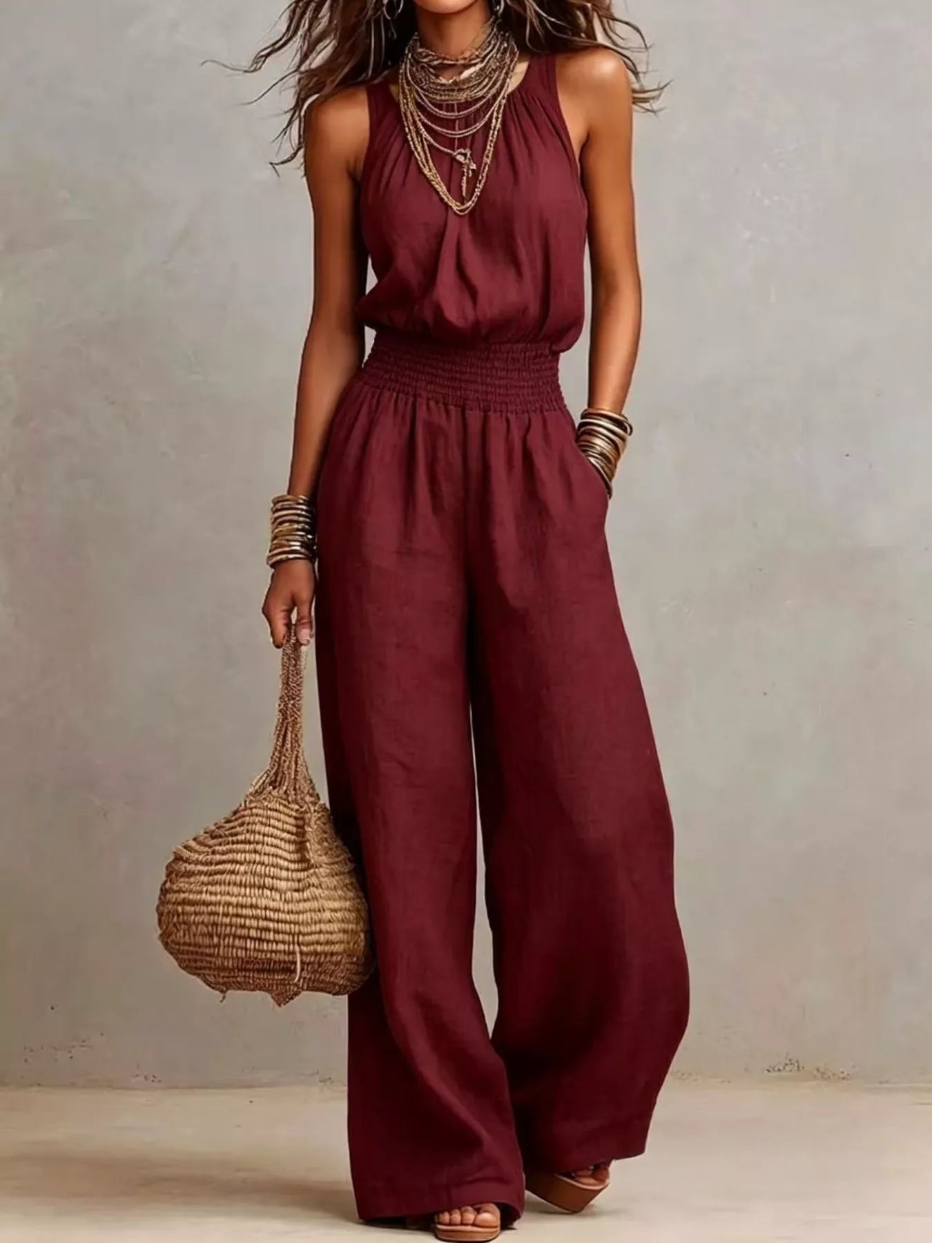 Elegant Halter Neck Wide-Leg Jumpsuit