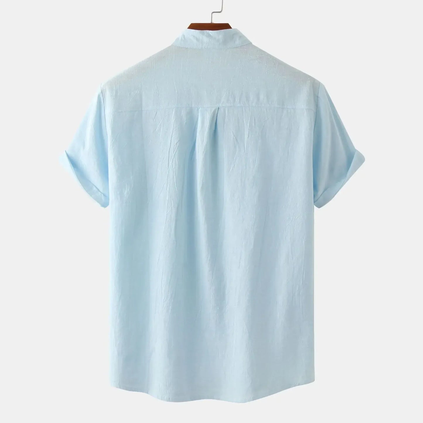Men's Mandarin Collar Short Sleeve Henley Shirt