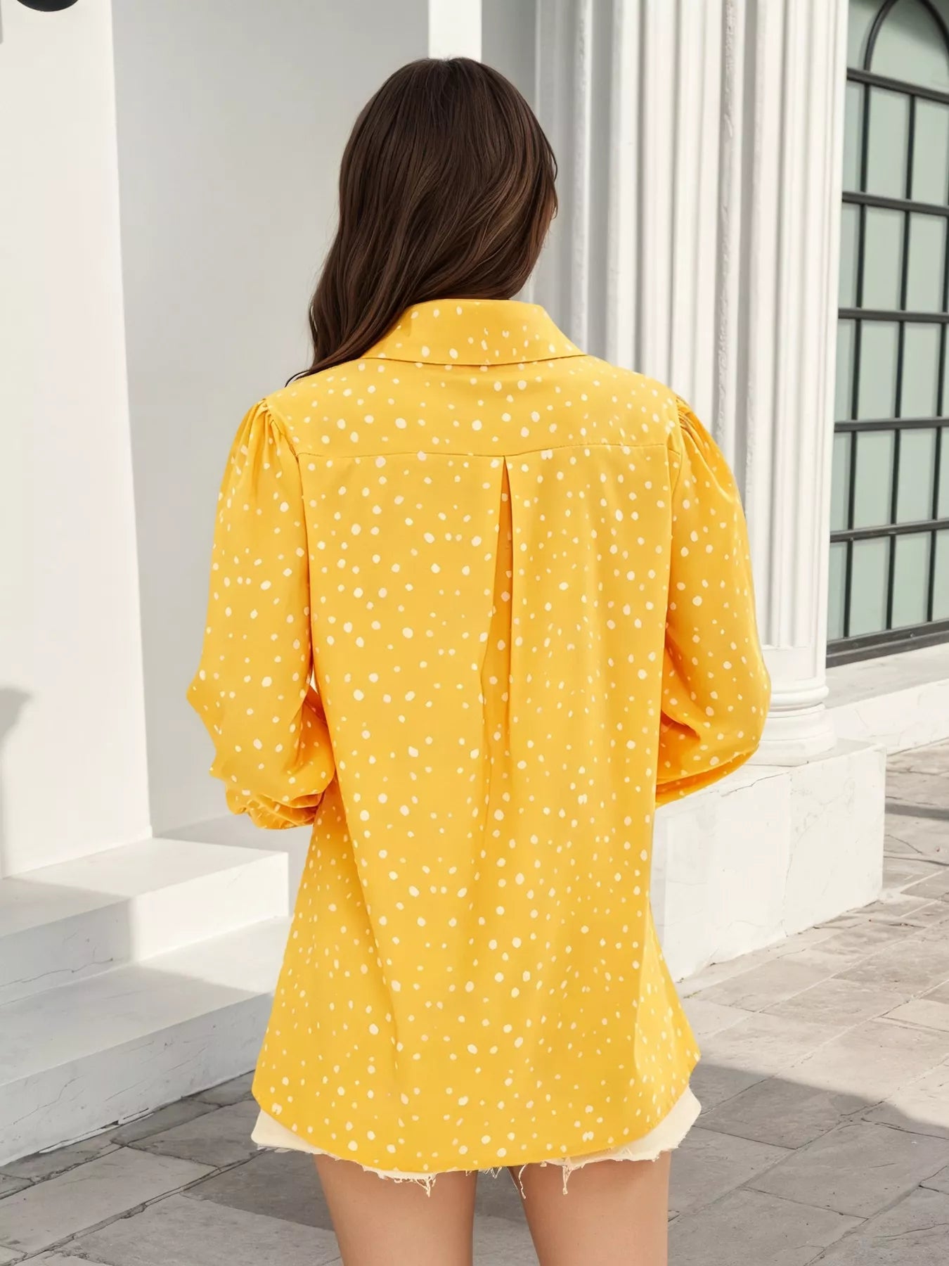 Polka Dot Puff Sleeve Shirt