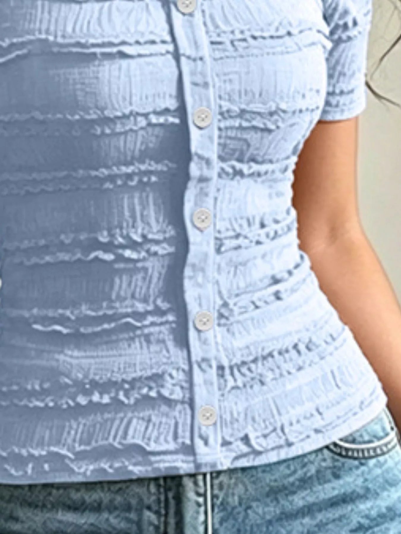 Frill Square Neck Short Sleeve Top