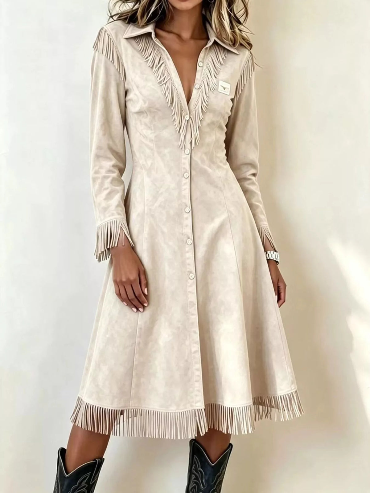Full Size Fringed Button-Down Outerwear Plus Size