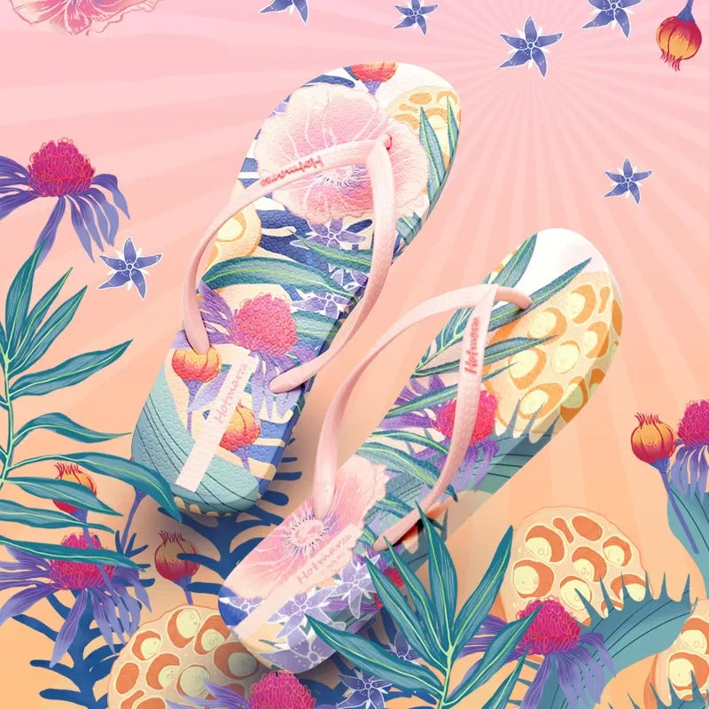 Printed Toe Post Flats Sandals