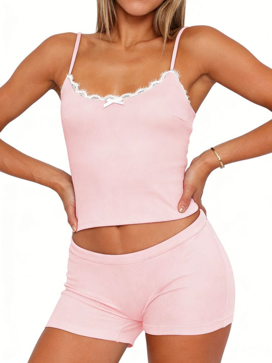 Contrast Trim Cami and Shorts Set