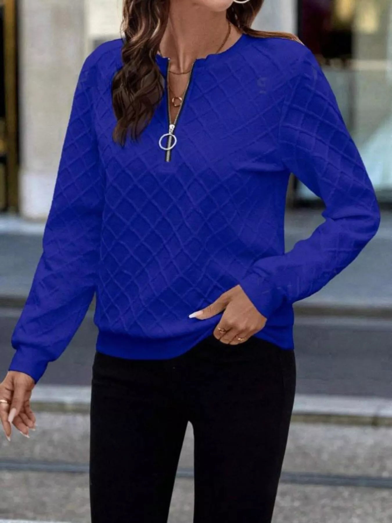 Textured Quarter-Zip Sweatshirt