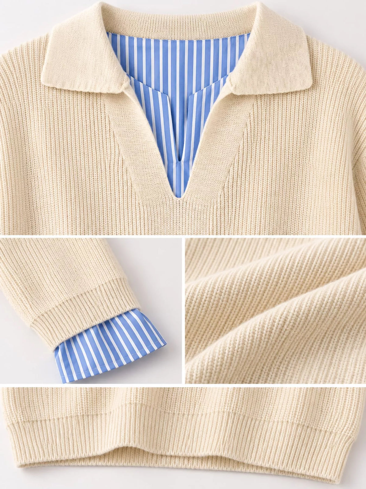 Plus Size Layered Look Striped Long Sleeve Sweater
