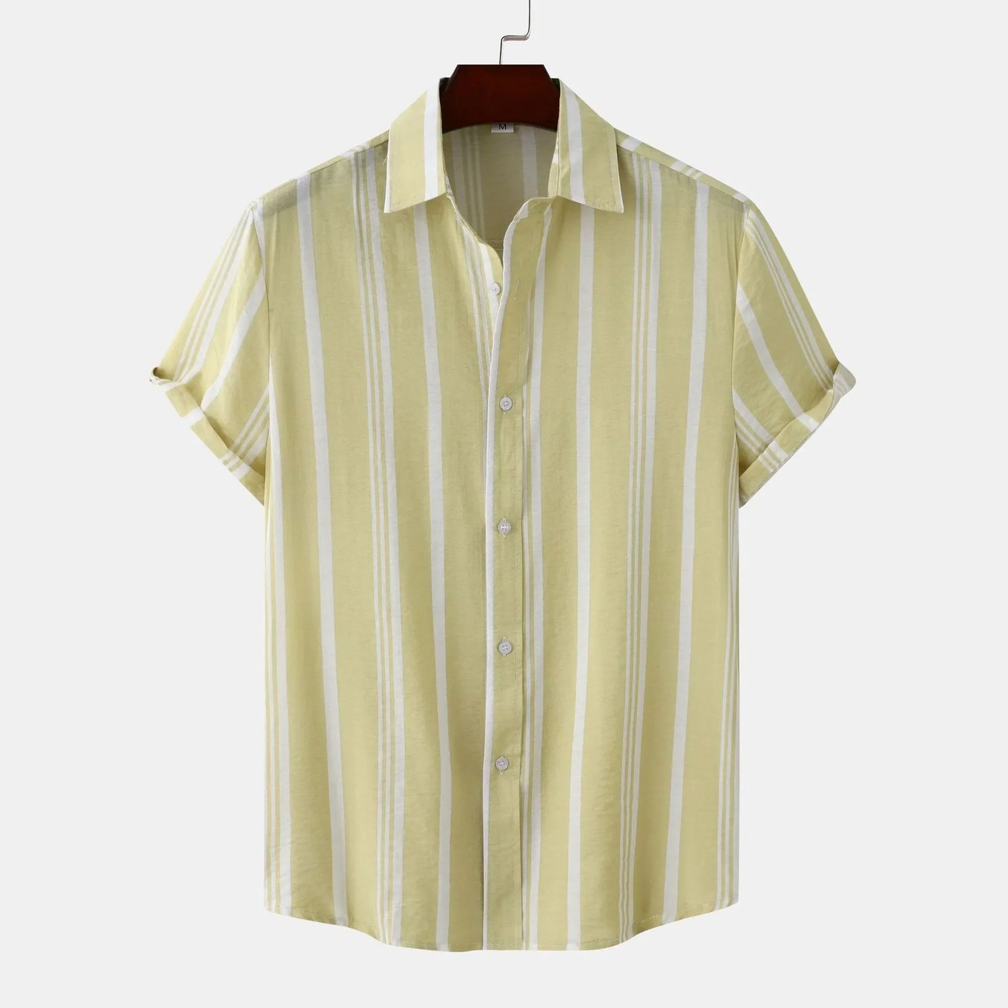 Men's Plus Size Striped Short Sleeve Button-Down Shirt