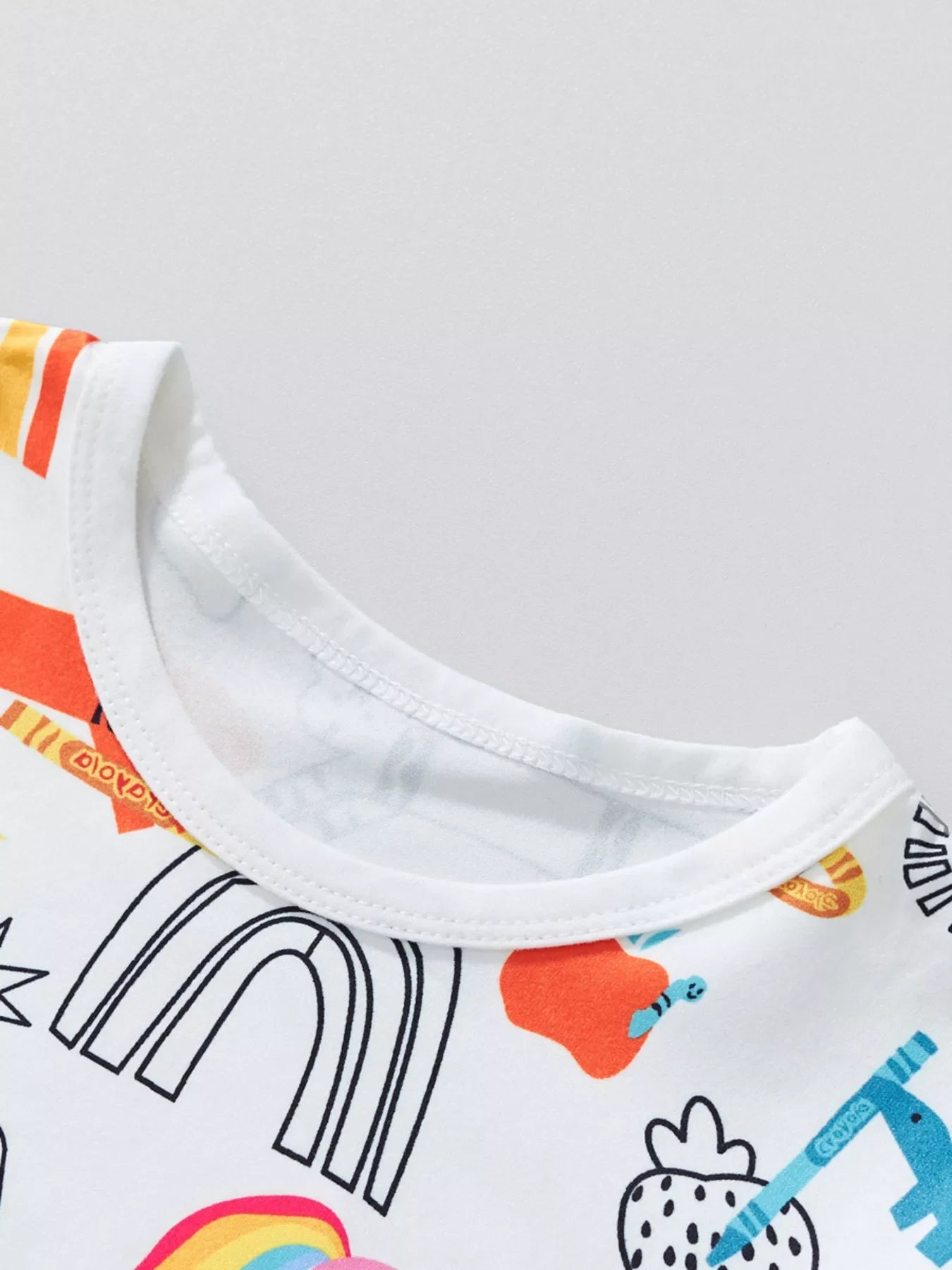 Children's Cartoon Print Short Sleeve Tee and Shorts Set