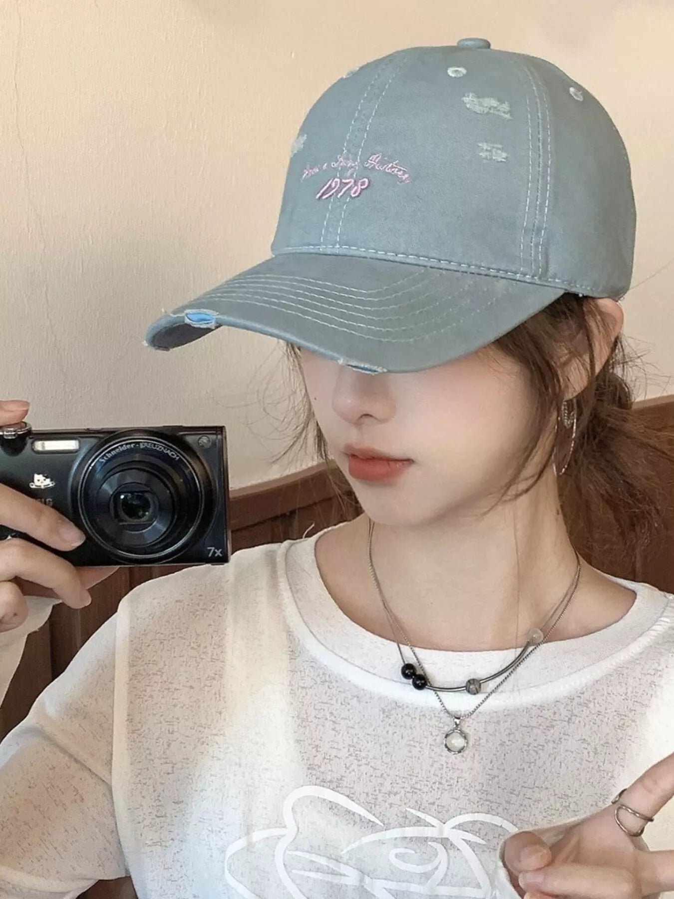 Embroidered Distressed Baseball Cap