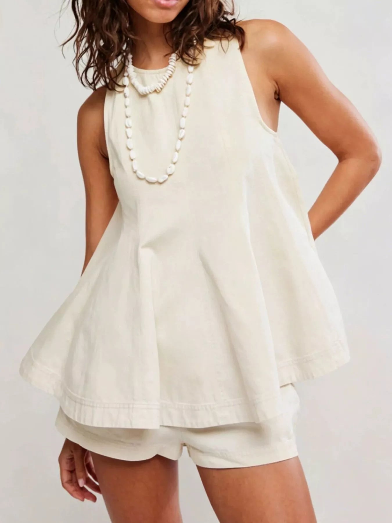 Sleeveless Top and Shorts Denim Set