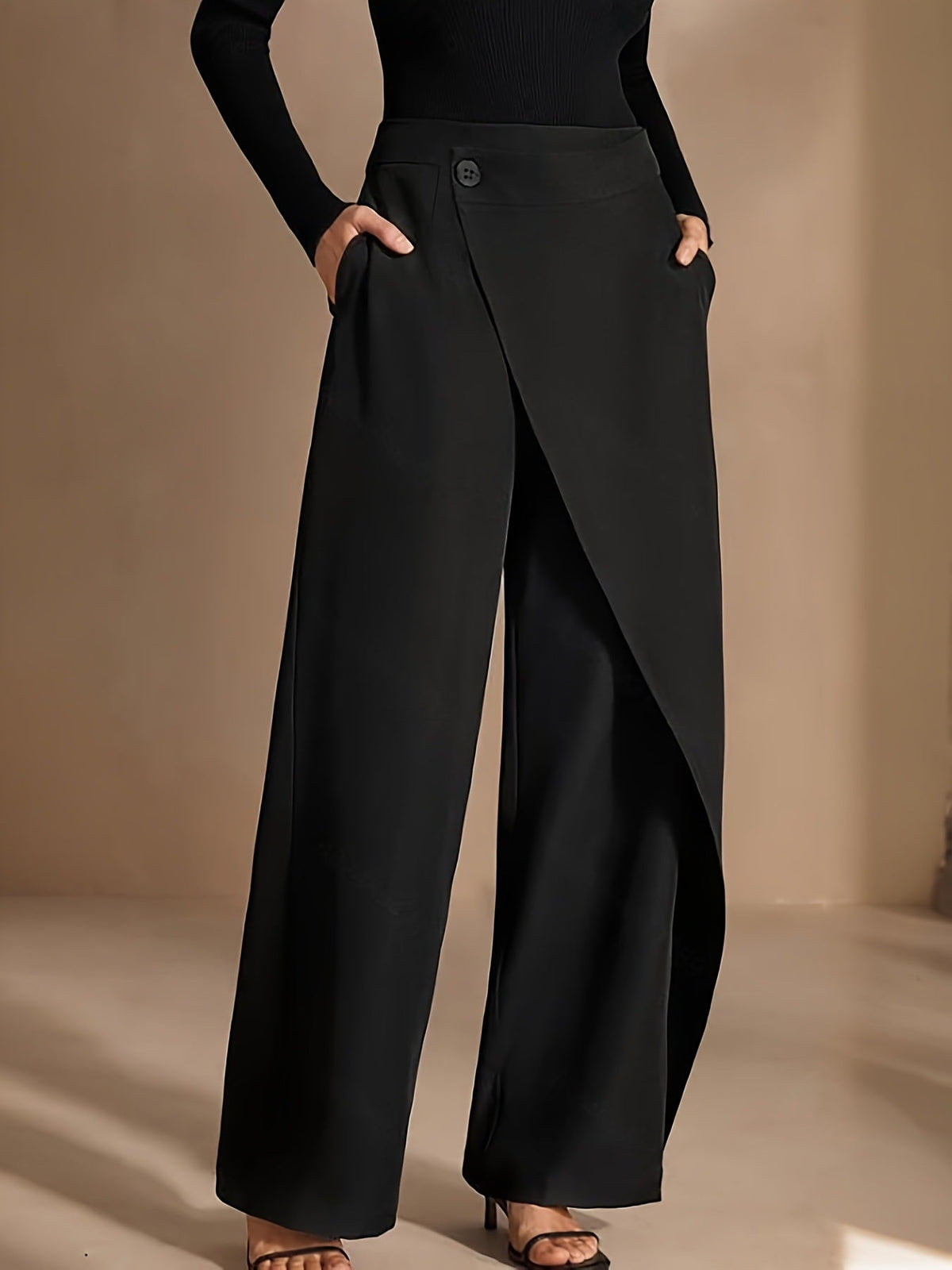 Women's Patchwork Wide-Leg Straight Suit Pants