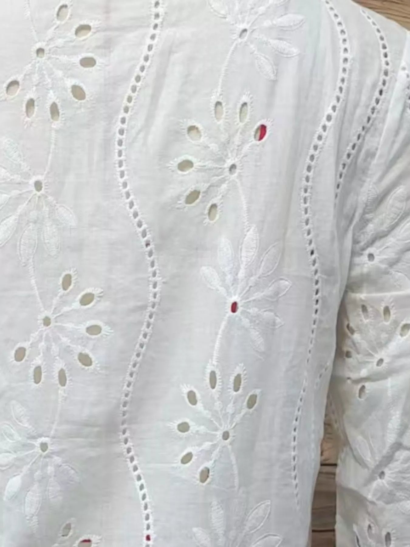 Full Size Embroidered Eyelet Long Sleeve Blouse Plus Size