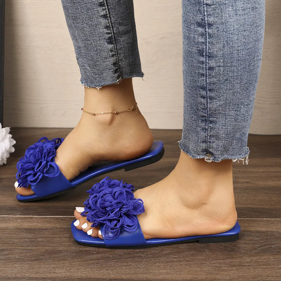 Floral Embellished Flat Sandals