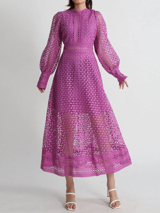 Lace Long Sleeve Midi Dress