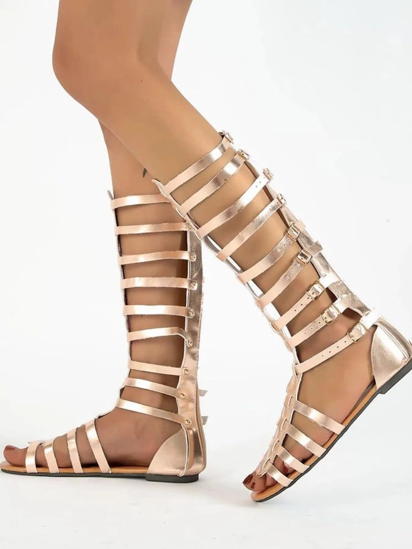Strappy Sandals with Multiple Buckles