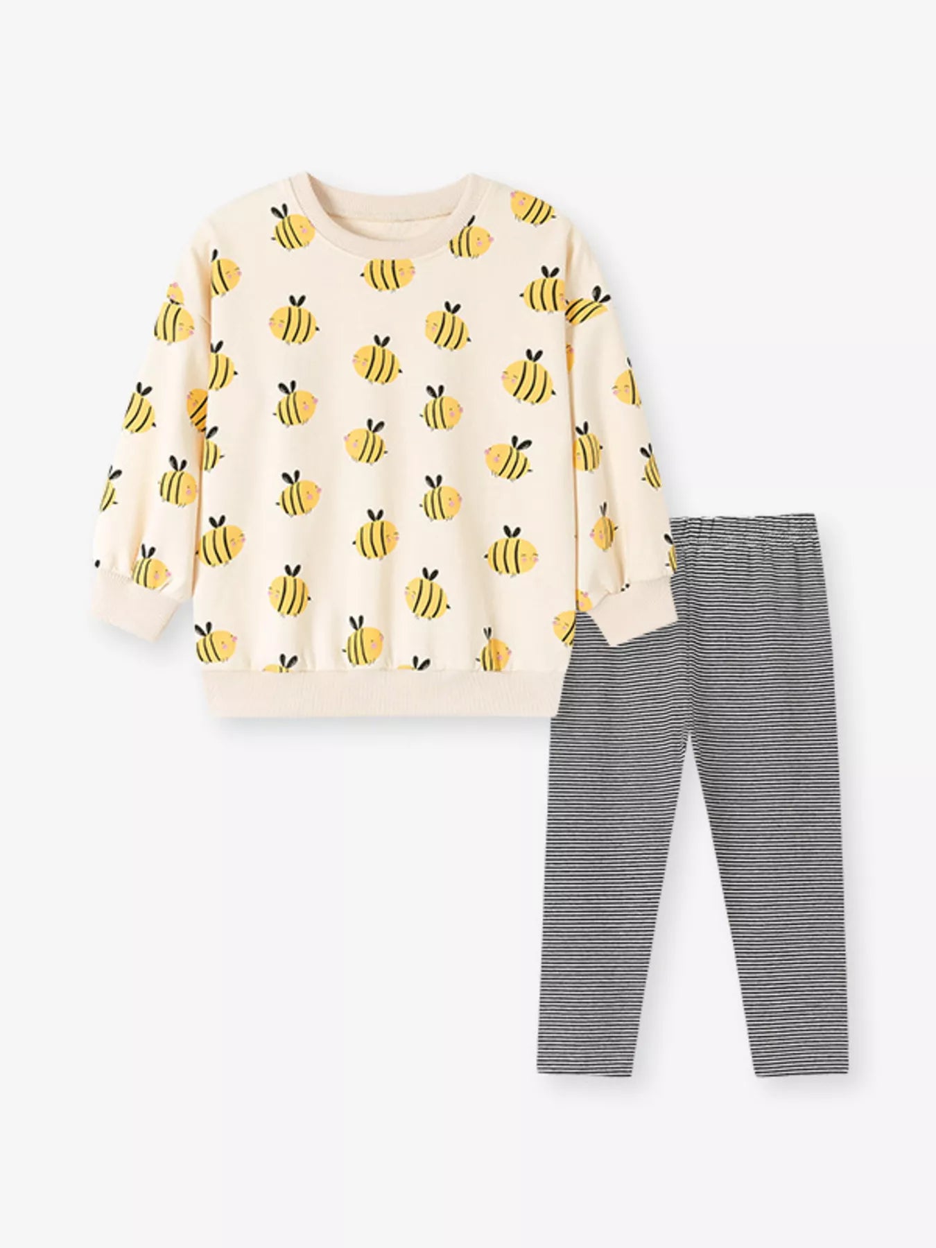 Children's Bee Print Sweatshirt and Leggings Two-Piece Set