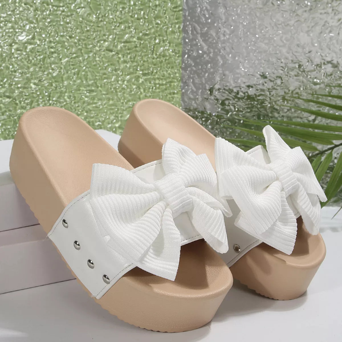 Bow Decor Platform Sandals