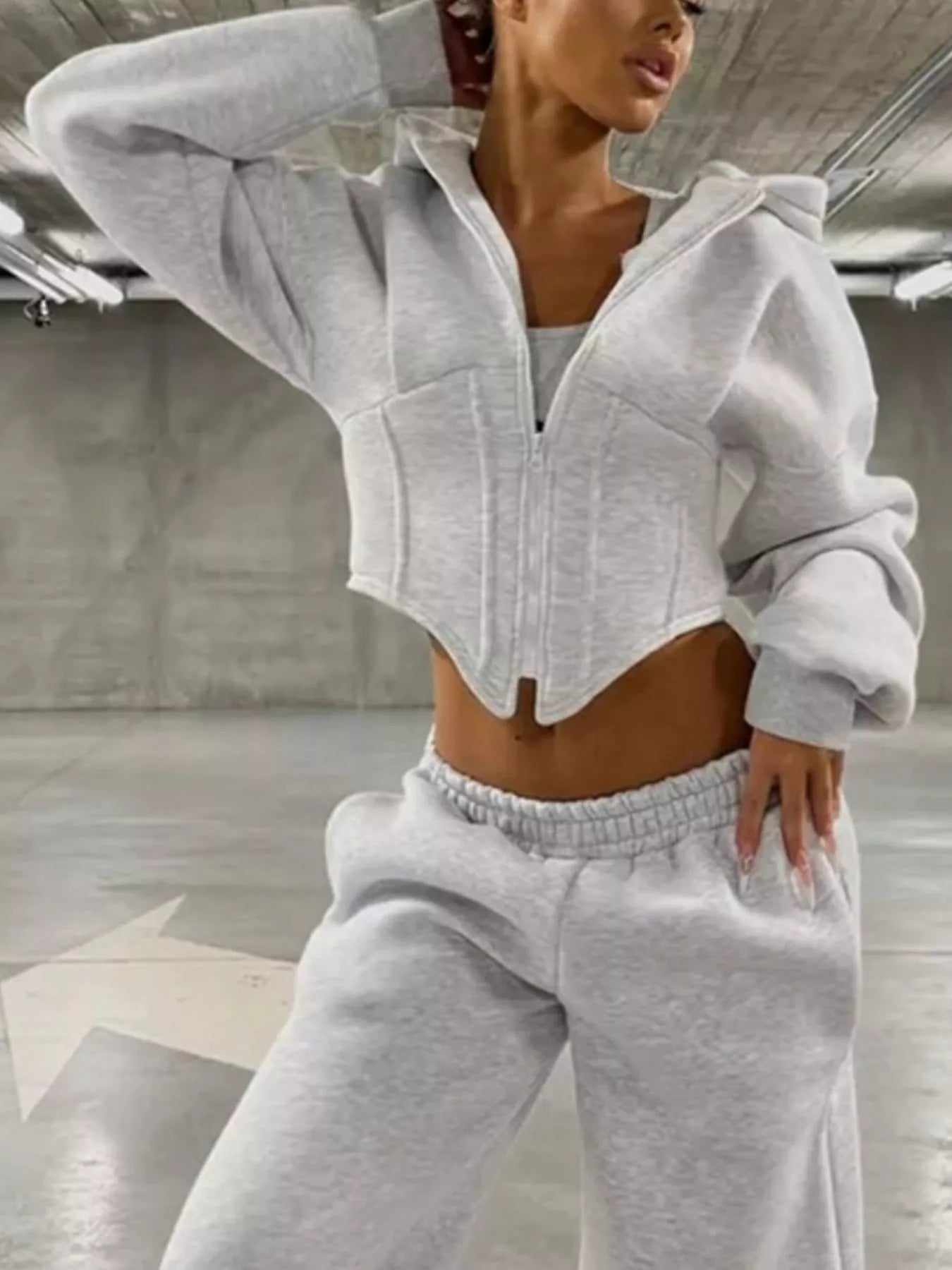 Zip-Up Cropped Hoodie