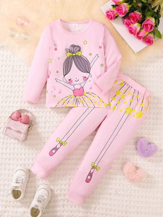 Children's Graphic Long Sleeve Top and Pants Set
