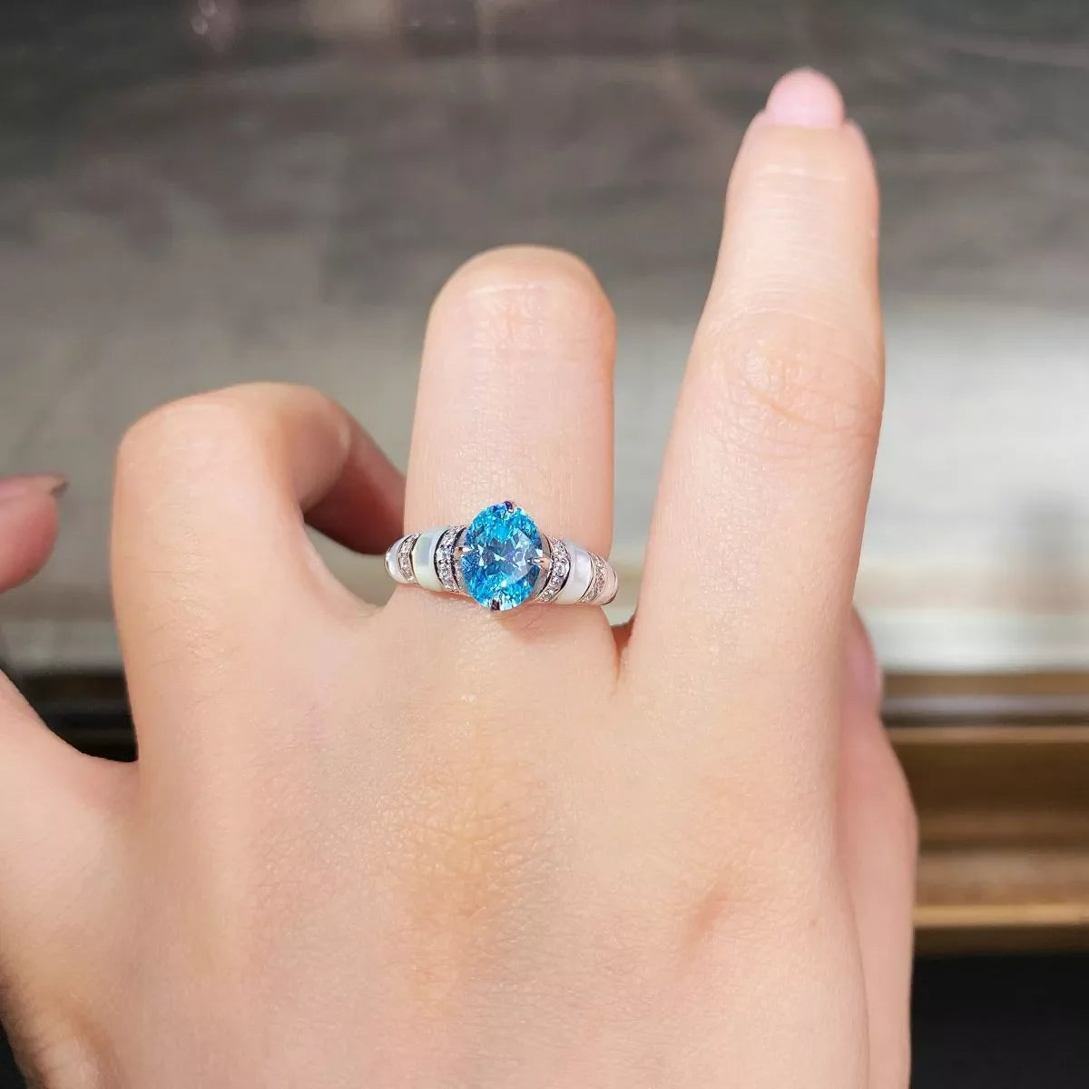 925 Sterling Silver Zircon Geometric Ring