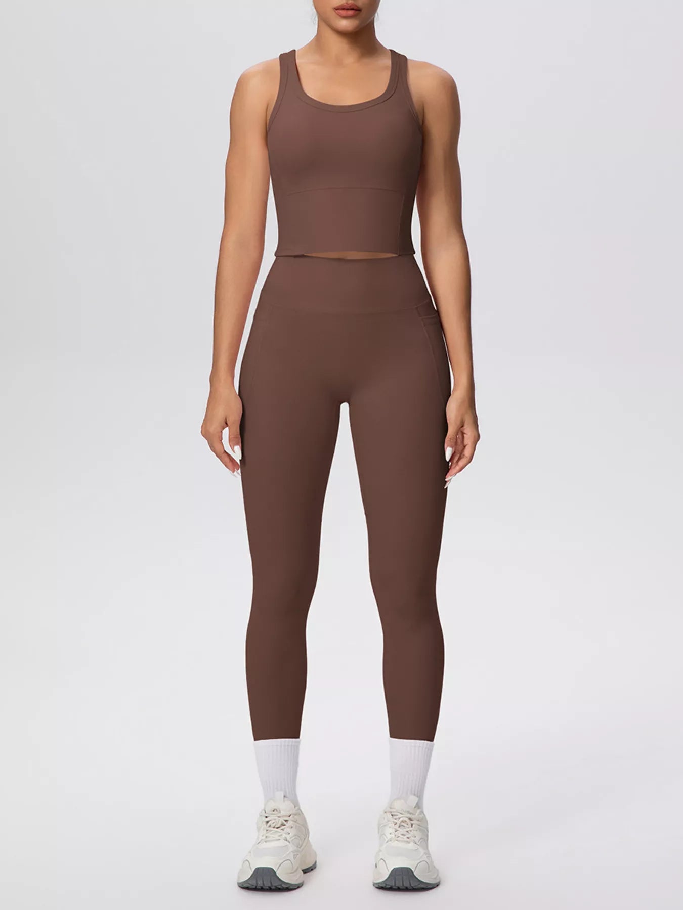 Scoop Neck Tank and High-Waisted Leggings Active Set