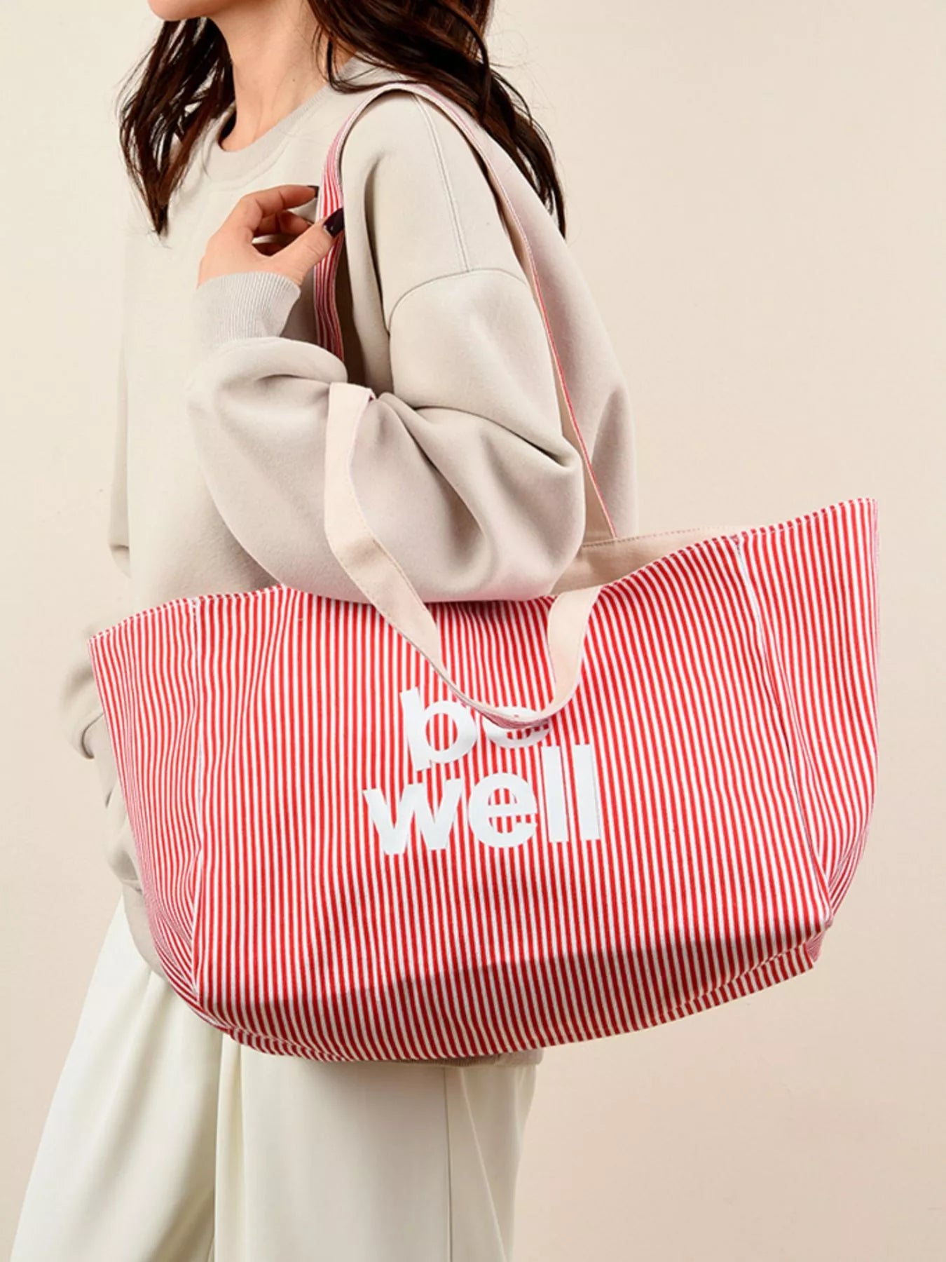Striped Canvas Duffel Bag