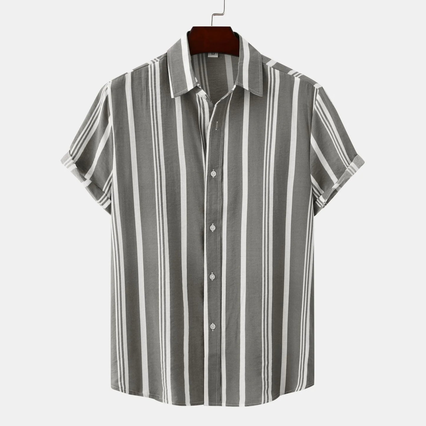Men's Plus Size Striped Short Sleeve Button-Down Shirt