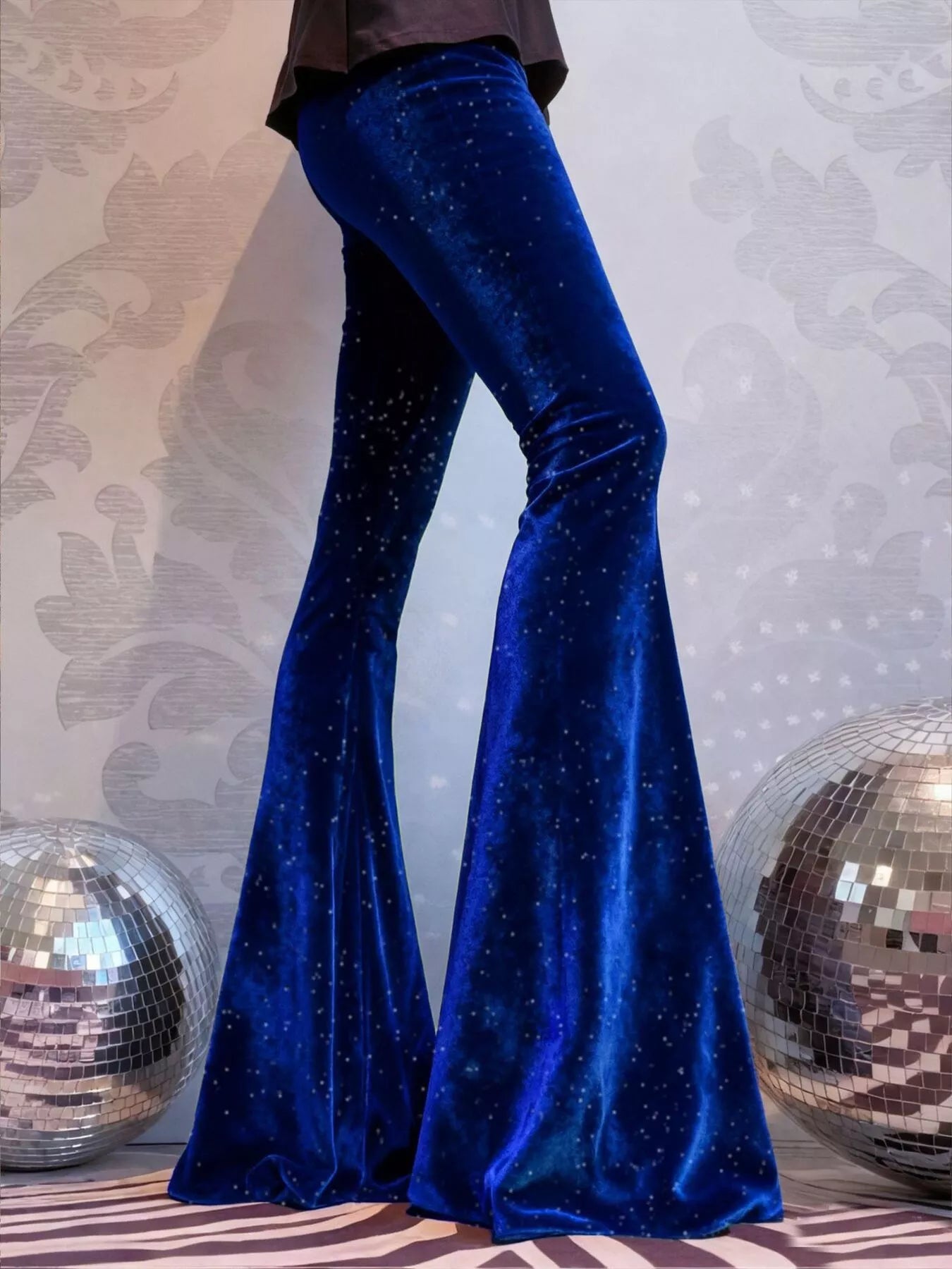 Velvet High Waist Flared Pants