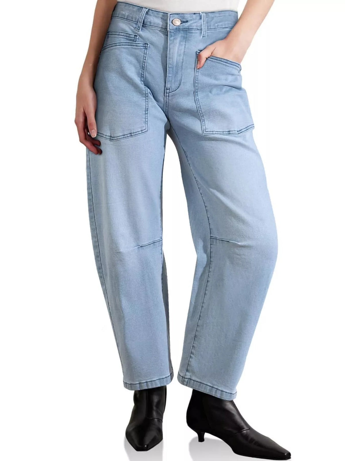 Wide-Leg Jeans with Patch Pockets