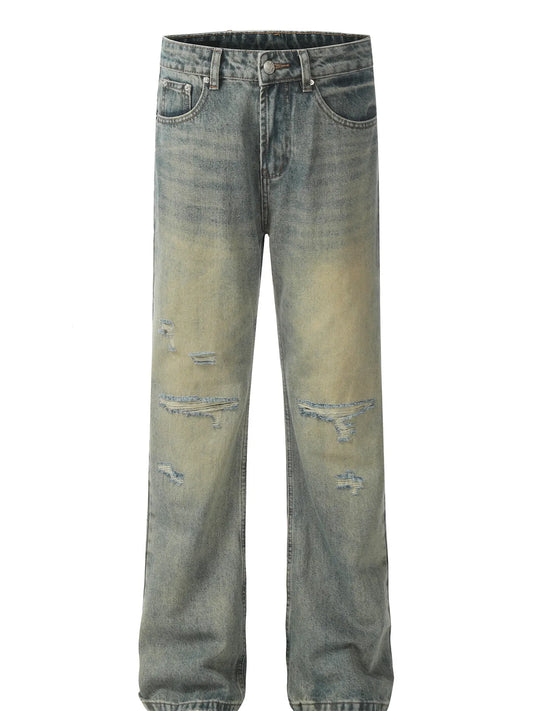 Men's Distressed Straight Leg Jeans