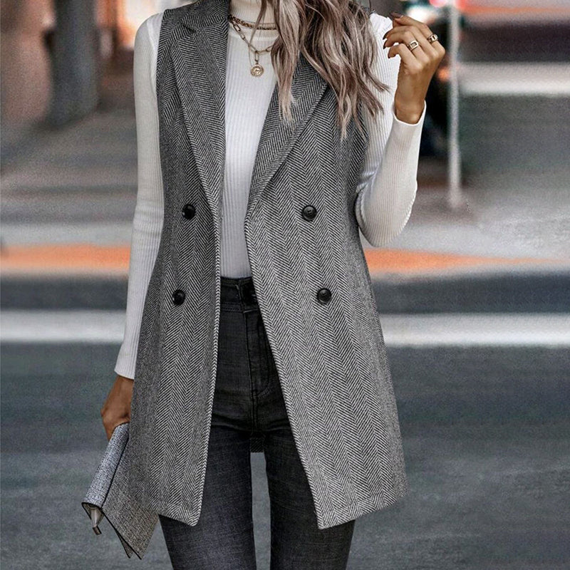 Women's Sleeveless Blazer Vest, Trendy Fall Winter Business Casual Cardigan (See size chart where applicable)