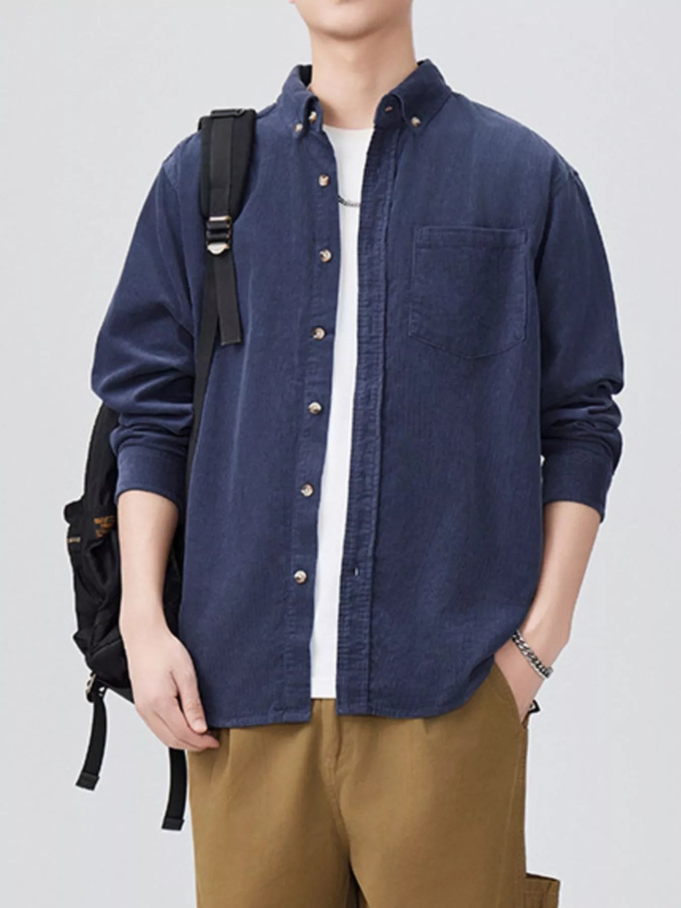 Men's Plus Size Button Up Long Sleeve Shirt
