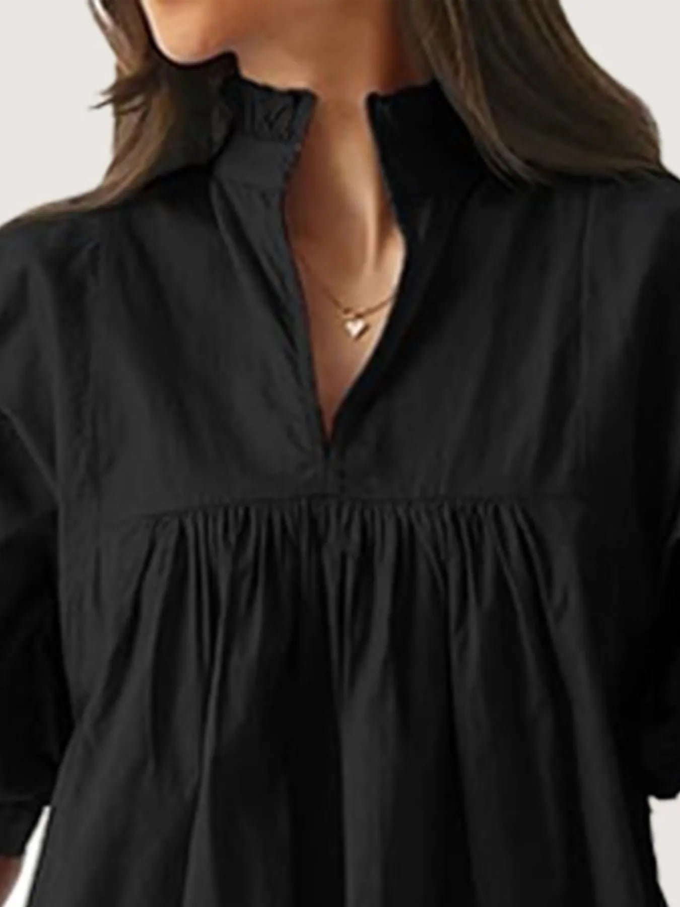 Notched Puff Sleeve Blouse