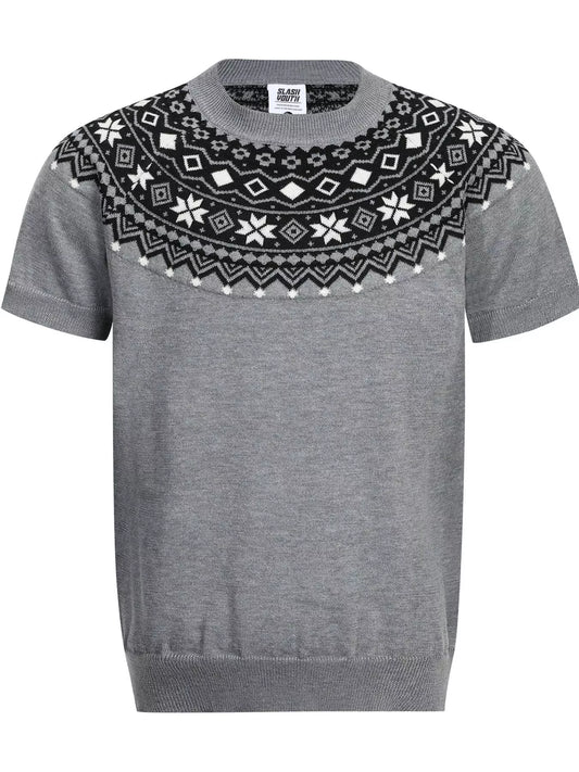 Men's Fair Isle Pattern Short Sleeve Sweater
