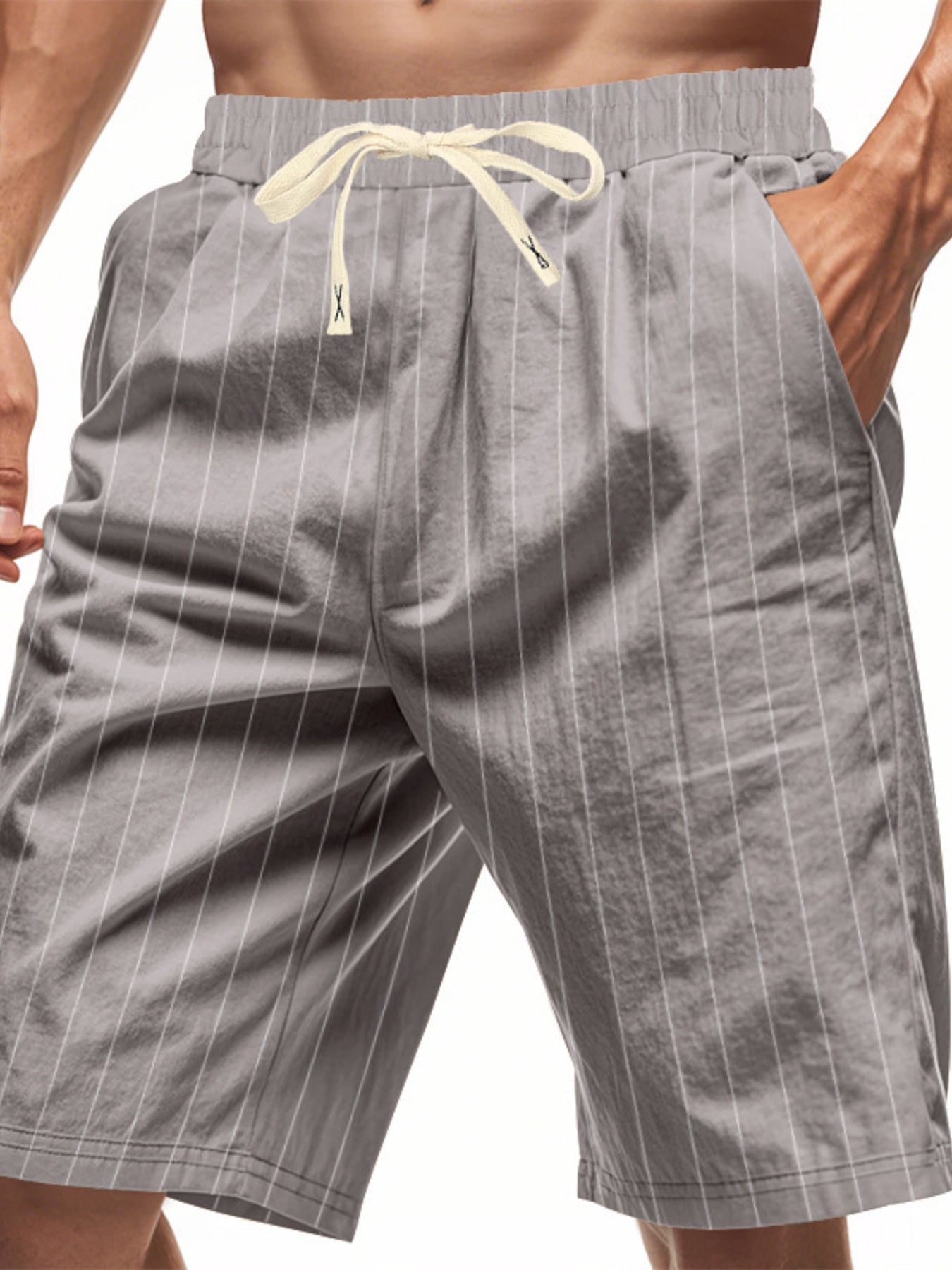 Men's Full Size Striped Drawstring Casual Shorts Plus Size