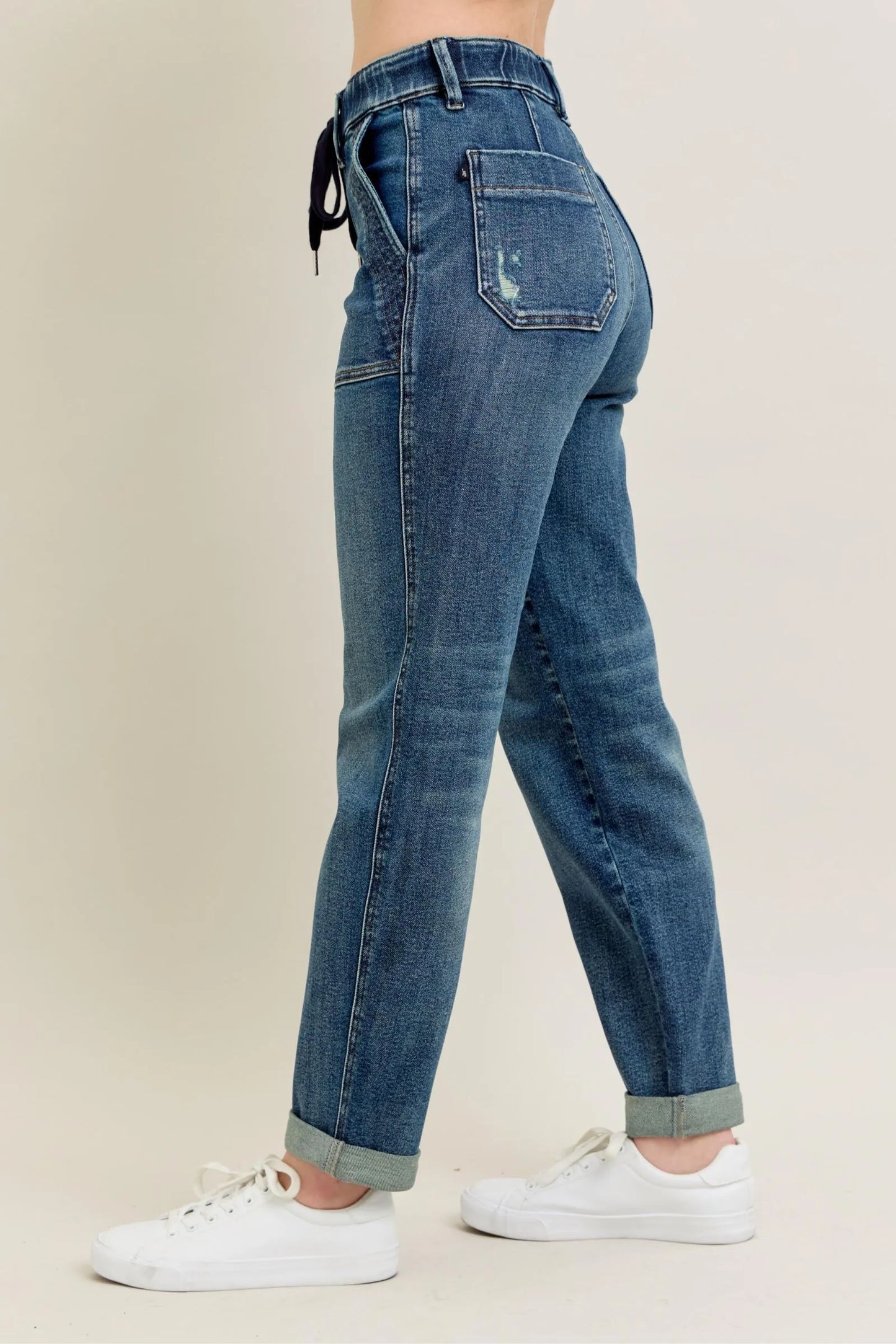 Judy Blue Full Size HW Vintage Wash Jeans w/ Drawstring Plus Size