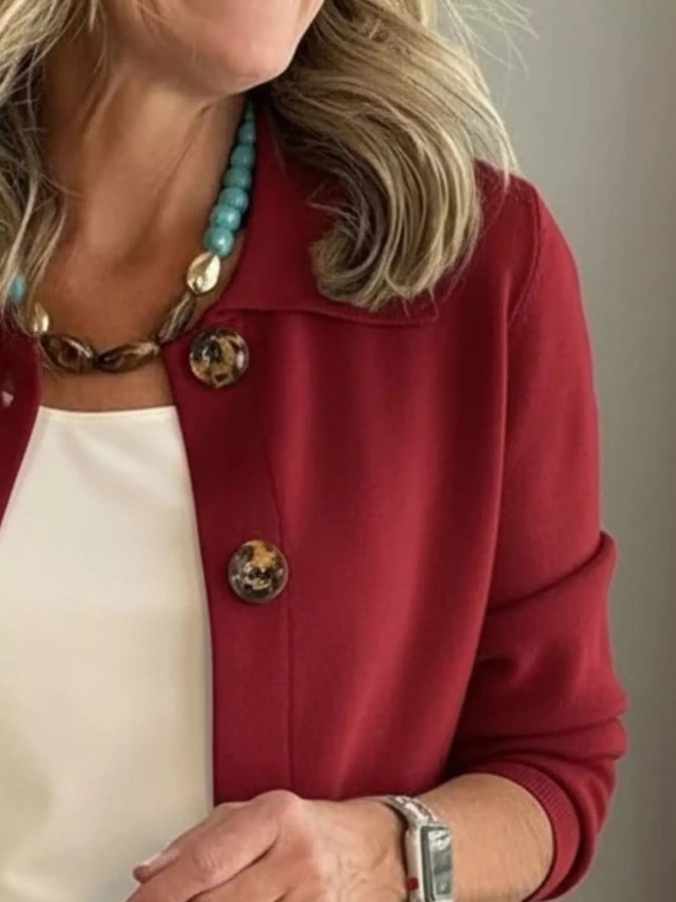 Full Size Long Sleeve Button-Down Outerwear Plus Size