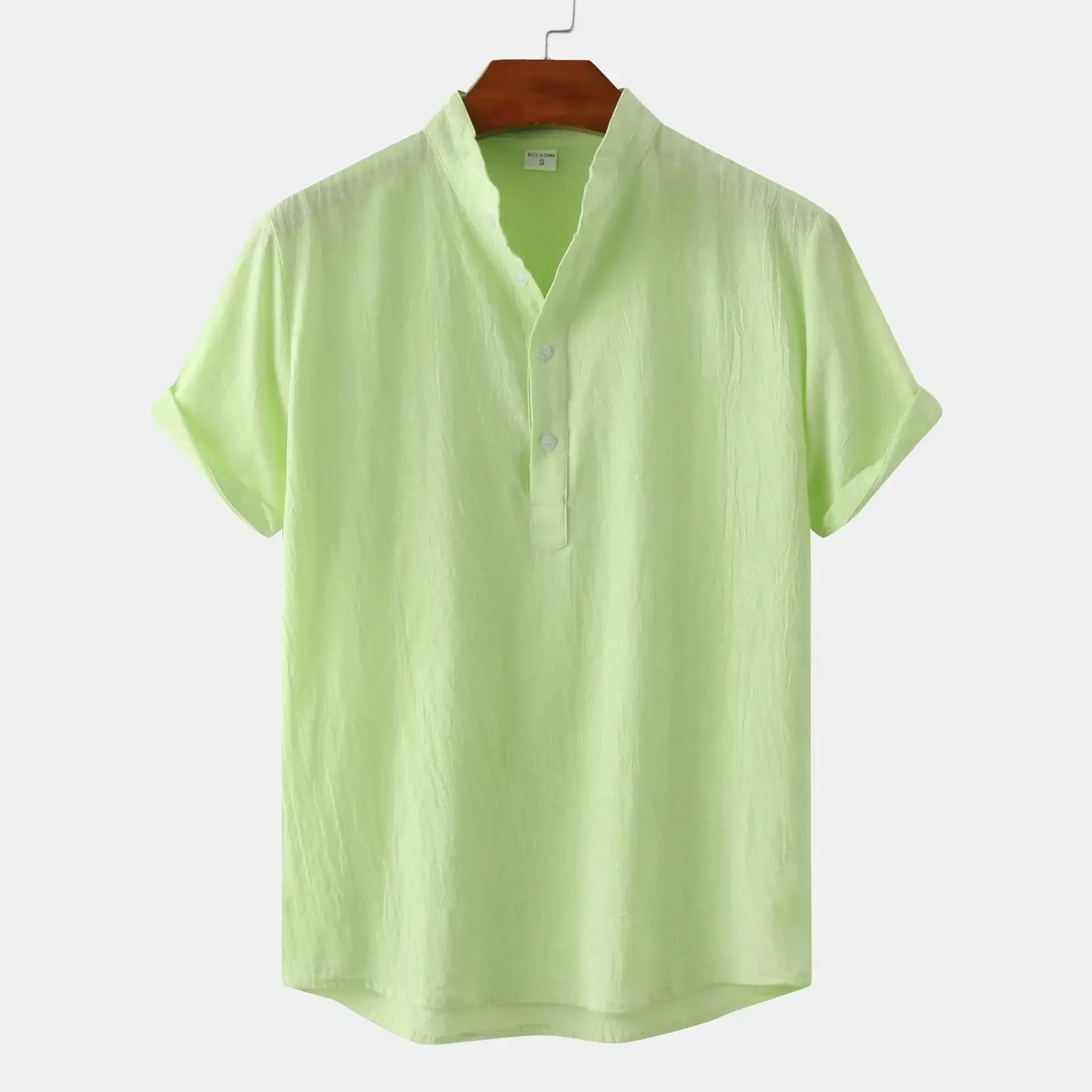 Men's Mandarin Collar Short Sleeve Henley Shirt