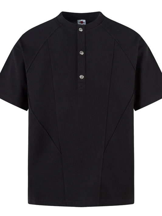 Men's Henley Structured Waffle-Knit T-Shirt